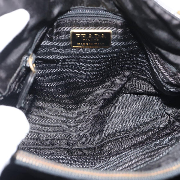 PRADA Chain Shoulder Bag Leather Black Gold Auth 191084A