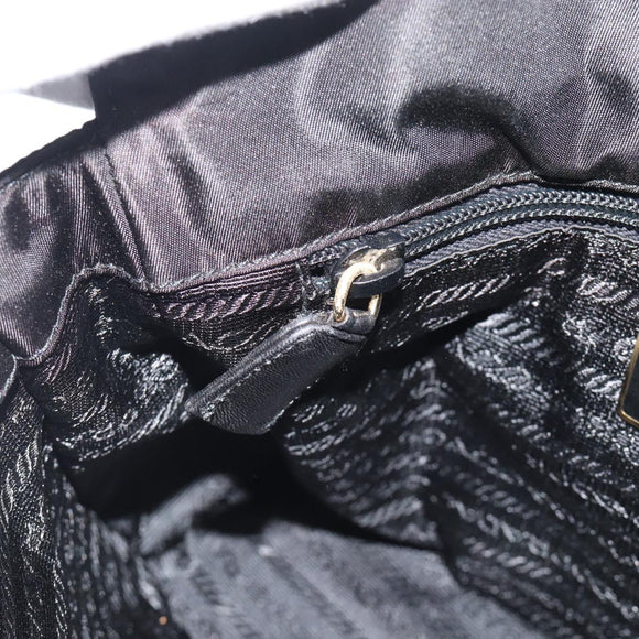 PRADA Chain Shoulder Bag Leather Black Gold Auth 191084A