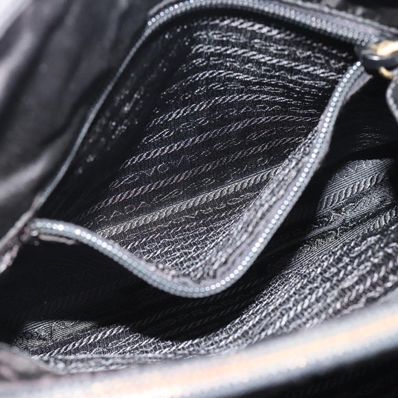 PRADA Chain Shoulder Bag Leather Black Gold Auth 191084A