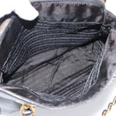 PRADA Chain Shoulder Bag Leather Black Gold Auth 191084A-25