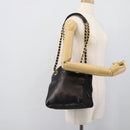 PRADA Chain Shoulder Bag Leather Black Gold Auth 191084A-26
