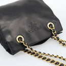 PRADA Chain Shoulder Bag Leather Black Gold Auth 191084A-6