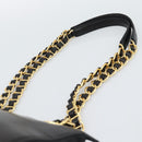 PRADA Chain Shoulder Bag Leather Black Gold Auth 191084A-8
