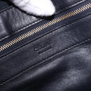 CELINE Vertical Cabas Mall Hand Bag Leather Black Gold Auth 191085-17