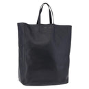 CELINE Vertical Cabas Mall Hand Bag Leather Black Gold Auth 191085-1