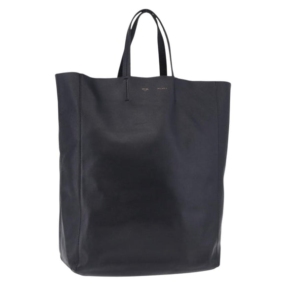 CELINE Vertical Cabas Mall Hand Bag Leather Black Gold Auth 191085