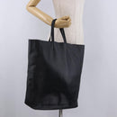 CELINE Vertical Cabas Mall Hand Bag Leather Black Gold Auth 191085-22
