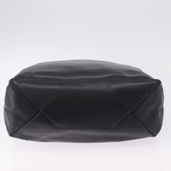 CELINE Vertical Cabas Mall Hand Bag Leather Black Gold Auth 191085