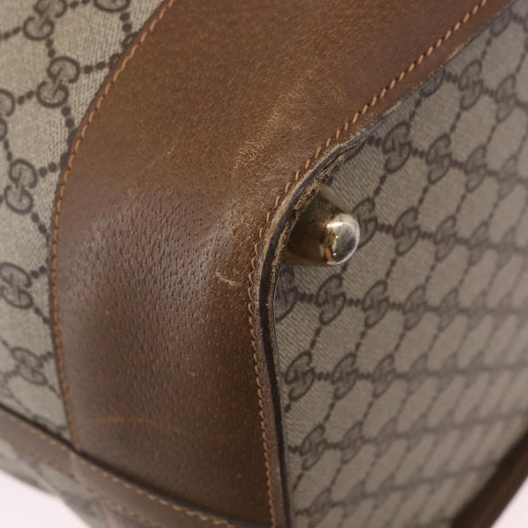 GUCCI GG Supreme Boston Bag PVC Beige Gold Auth 191087