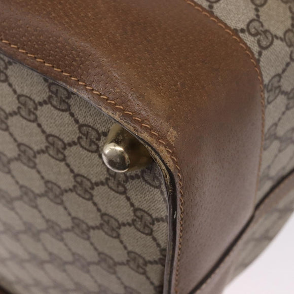 GUCCI GG Supreme Boston Bag PVC Beige Gold Auth 191087