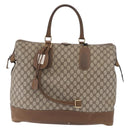 GUCCI GG Supreme Boston Bag PVC Beige Gold Auth 191087-2