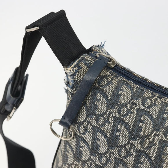 Christian Dior Trotter Canvas Shoulder Bag Navy Silver Auth 191096