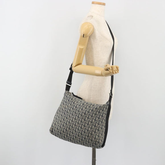 Christian Dior Trotter Canvas Shoulder Bag Navy Silver Auth 191096