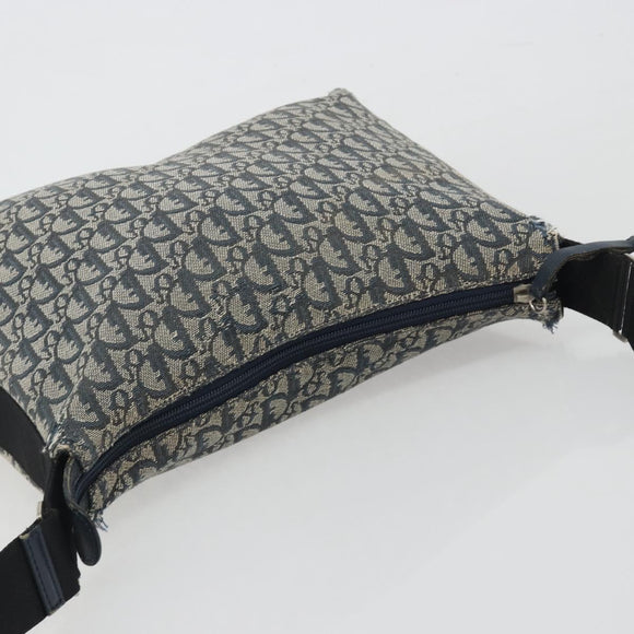 Christian Dior Trotter Canvas Shoulder Bag Navy Silver Auth 191096
