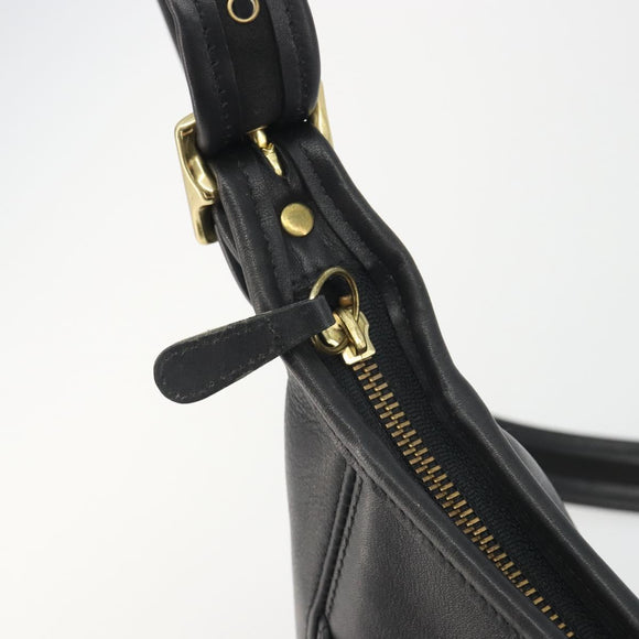 Coach Shoulder Bag Leather Black Gold Auth 191112