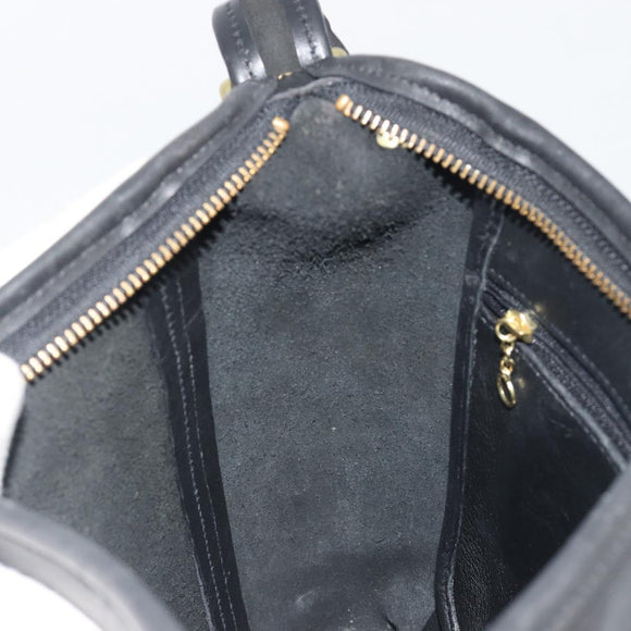 Coach Shoulder Bag Leather Black Gold Auth 191112