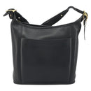 Coach Shoulder Bag Leather Black Gold Auth 191112-13