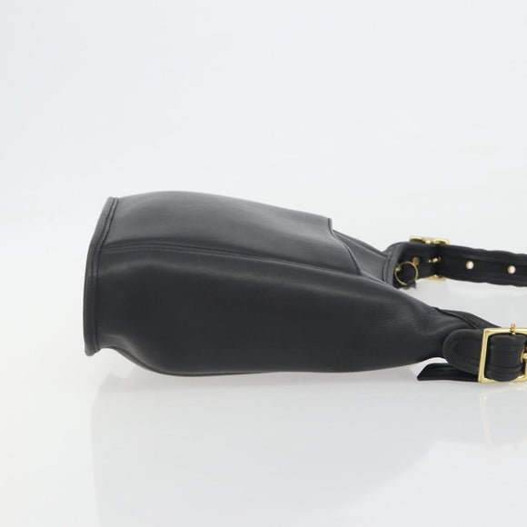 Coach Shoulder Bag Leather Black Gold Auth 191112