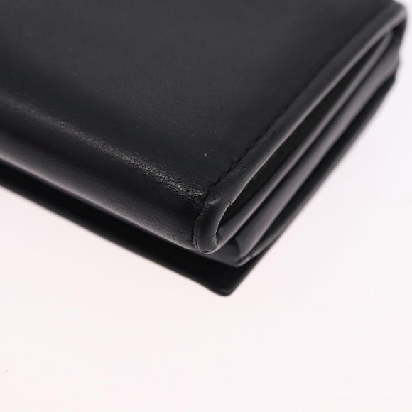 BOTTEGA VENETA INTRECCIATO Trifold Wallet Leather Black Auth 191126A