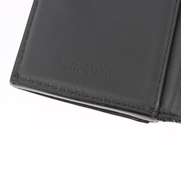BOTTEGA VENETA INTRECCIATO Trifold Wallet Leather Black Auth 191126A