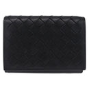 BOTTEGA VENETA INTRECCIATO Trifold Wallet Leather Black Auth 191126A-13