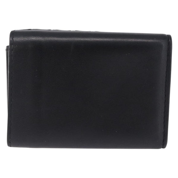 BOTTEGA VENETA INTRECCIATO Trifold Wallet Leather Black Auth 191126A