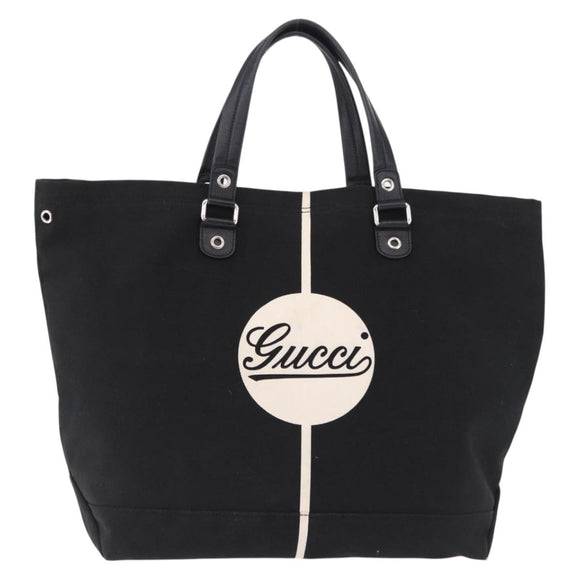 GUCCI Tote Bag Canvas Black Silver 194465 Auth 191127