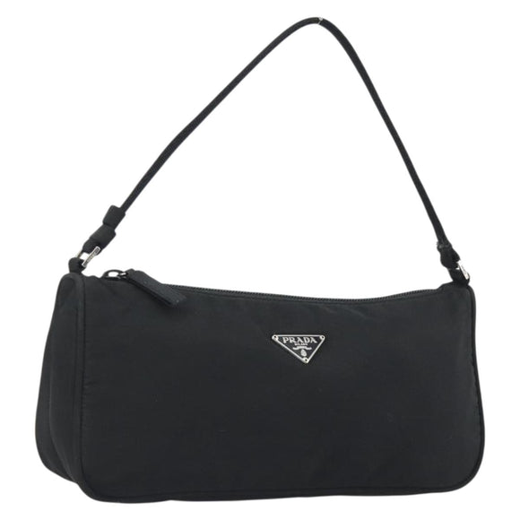 PRADA Accessory Pouch Nylon Black Silver Auth 191130A