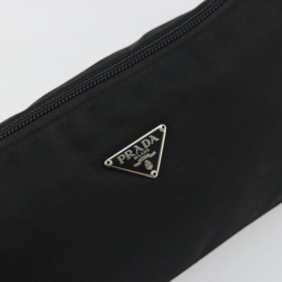 PRADA Accessory Pouch Nylon Black Silver Auth 191130A