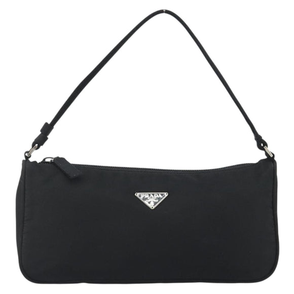 PRADA Accessory Pouch Nylon Black Silver Auth 191130A