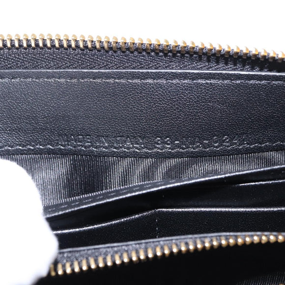 Christian Dior Lady Dior Canage Long Wallet Lamb Skin Black Gold Auth 191131M