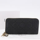Christian Dior Lady Dior Canage Long Wallet Lamb Skin Black Gold Auth 191131M-12
