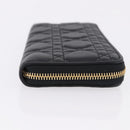 Christian Dior Lady Dior Canage Long Wallet Lamb Skin Black Gold Auth 191131M-3