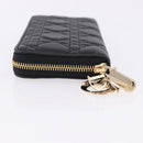 Christian Dior Lady Dior Canage Long Wallet Lamb Skin Black Gold Auth 191131M-4