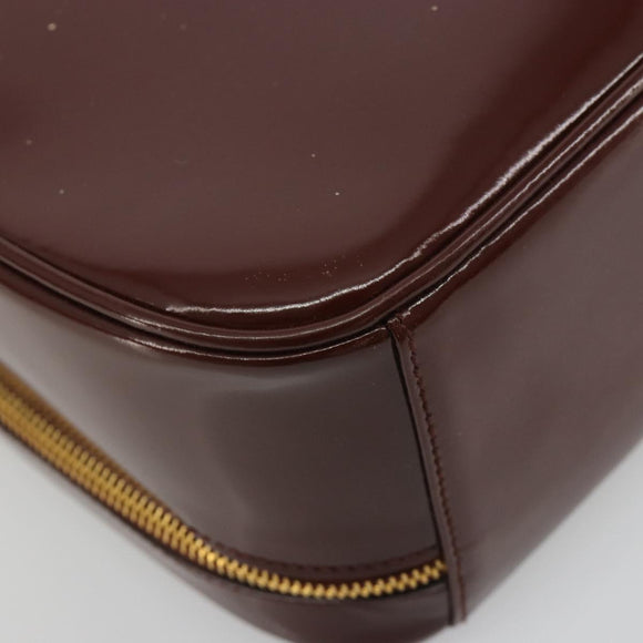 GUCCI Vanity Hand Bag Patent Leather Bordeaux Gold 000 270 0323 Auth 191132