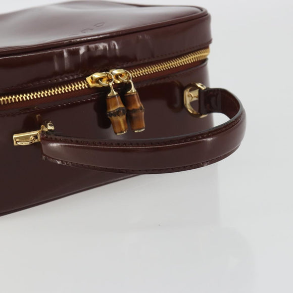 GUCCI Vanity Hand Bag Patent Leather Bordeaux Gold 000 270 0323 Auth 191132