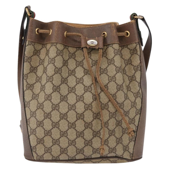 GUCCI GG Supreme Web Sherry Line Bag PVC Beige Gold 41 02 034 Auth 191135