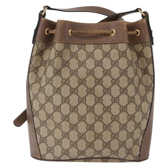 GUCCI GG Supreme Web Sherry Line Bag PVC Beige Gold 41 02 034 Auth 191135