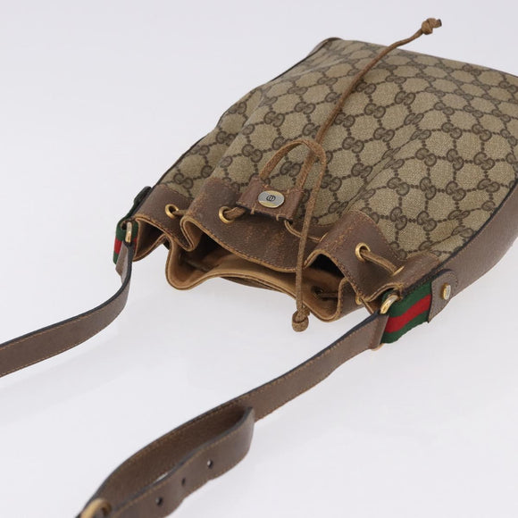 GUCCI GG Supreme Web Sherry Line Bag PVC Beige Gold 41 02 034 Auth 191135
