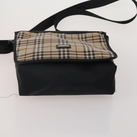 BURBERRY Nova Check Blue Label Bag Canvas nylon 4 Set Brown Beige Auth 191136