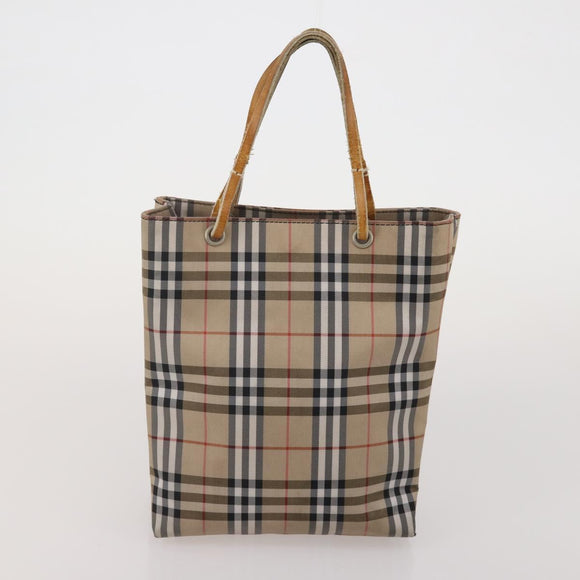 BURBERRY Nova Check Blue Label Bag Canvas nylon 4 Set Brown Beige Auth 191136