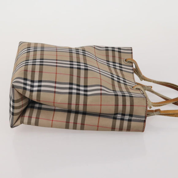 BURBERRY Nova Check Blue Label Bag Canvas nylon 4 Set Brown Beige Auth 191136