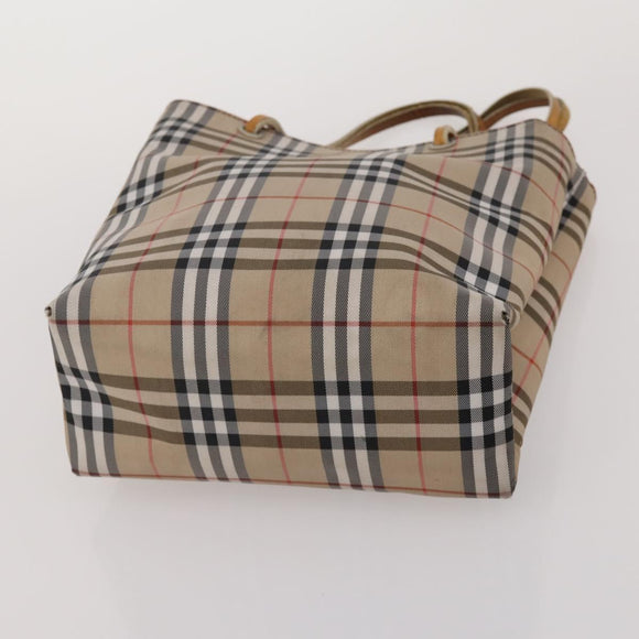 BURBERRY Nova Check Blue Label Bag Canvas nylon 4 Set Brown Beige Auth 191136