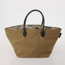 BURBERRY Nova Check Blue Label Bag Canvas nylon 4 Set Brown Beige Auth 191136-2