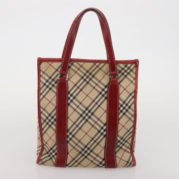 BURBERRY Nova Check Blue Label Bag Canvas nylon 4 Set Brown Beige Auth 191136