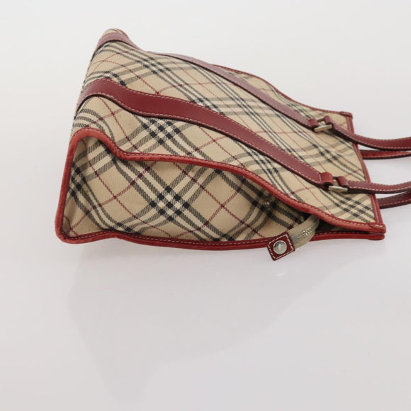BURBERRY Nova Check Blue Label Bag Canvas nylon 4 Set Brown Beige Auth 191136