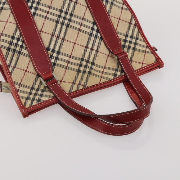 BURBERRY Nova Check Blue Label Bag Canvas nylon 4 Set Brown Beige Auth 191136