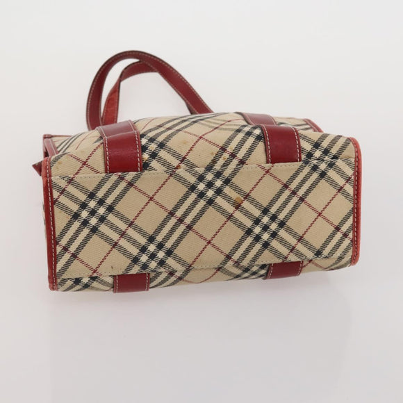 BURBERRY Nova Check Blue Label Bag Canvas nylon 4 Set Brown Beige Auth 191136
