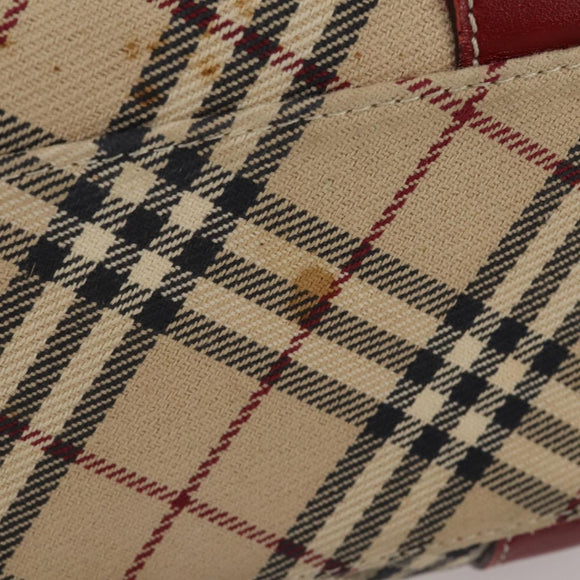 BURBERRY Nova Check Blue Label Bag Canvas nylon 4 Set Brown Beige Auth 191136