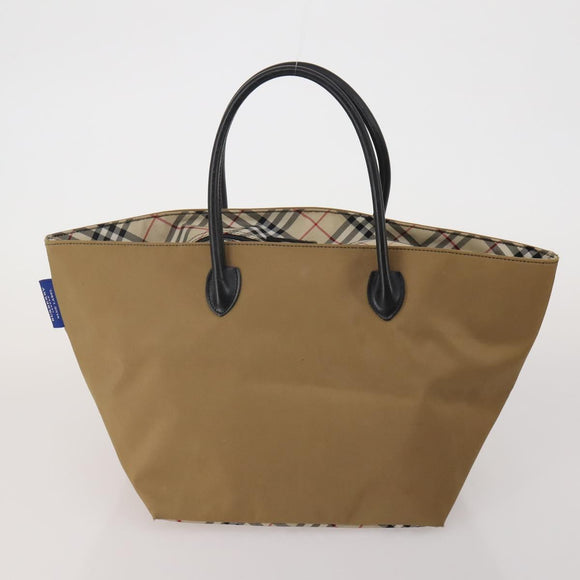 BURBERRY Nova Check Blue Label Bag Canvas nylon 4 Set Brown Beige Auth 191136